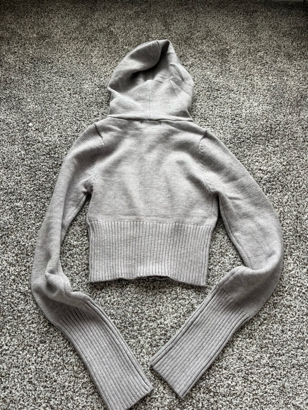 Frankie’s Bikinis Heather Gray Zip Front Knit Hoodie - Picture 6 of 6